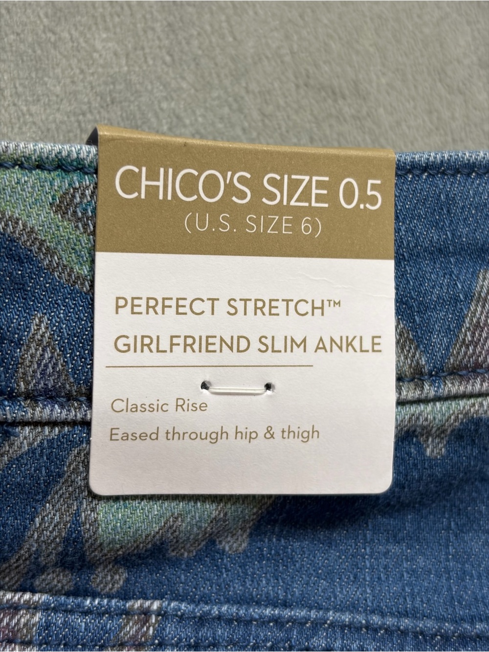 Chico's Floral Paisley Jeans Womens 0.5 (6) Girlfriend Slim Ankle Stretch NWT - Picture 9 of 16
